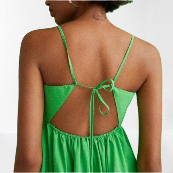 NEW H&M Cotton Blend Open Back Mini Dress, Size S - Picture 3 of 16